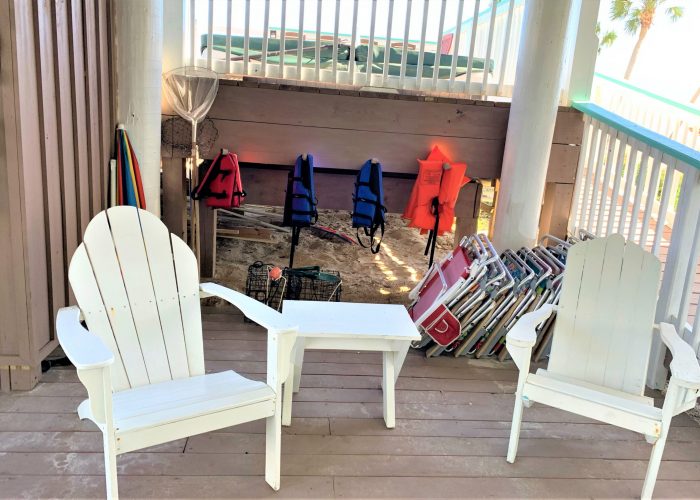 Ground Floor Under Deck - Life Jackets, Beach Chairs, and Blue Crab Equipment