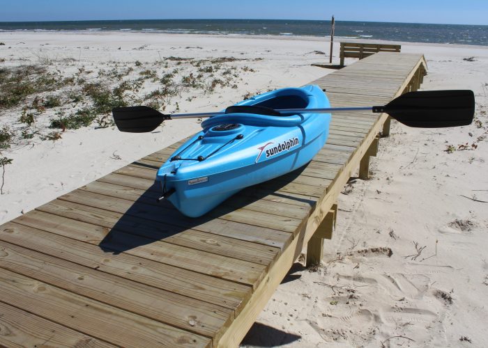 One Person Kayak on the Boardwalk with Paddles